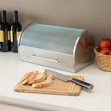 stainless steel kitchen canisters and bread box|Canister Set With Bread Box .